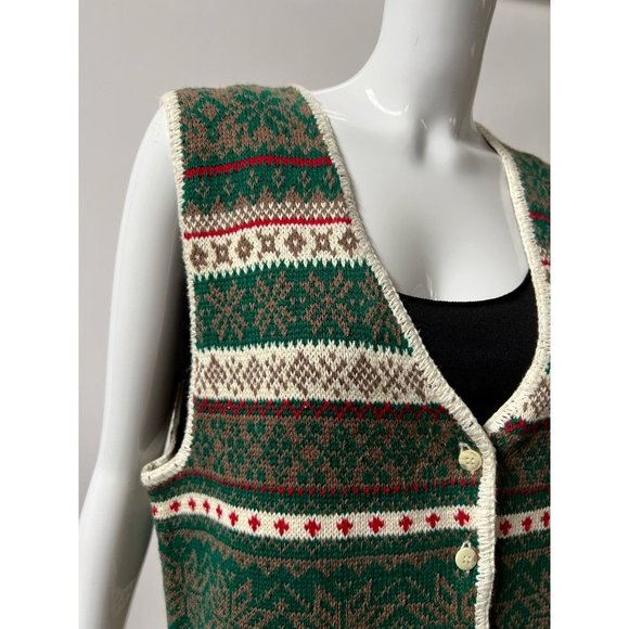 Copper Key Womens Cardigan Sweater Vest Green Ramie Cotton Sleeveless L New - Picture 8 of 12